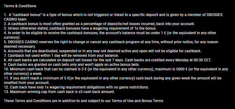 Cashback Bonus Terms And Conditions